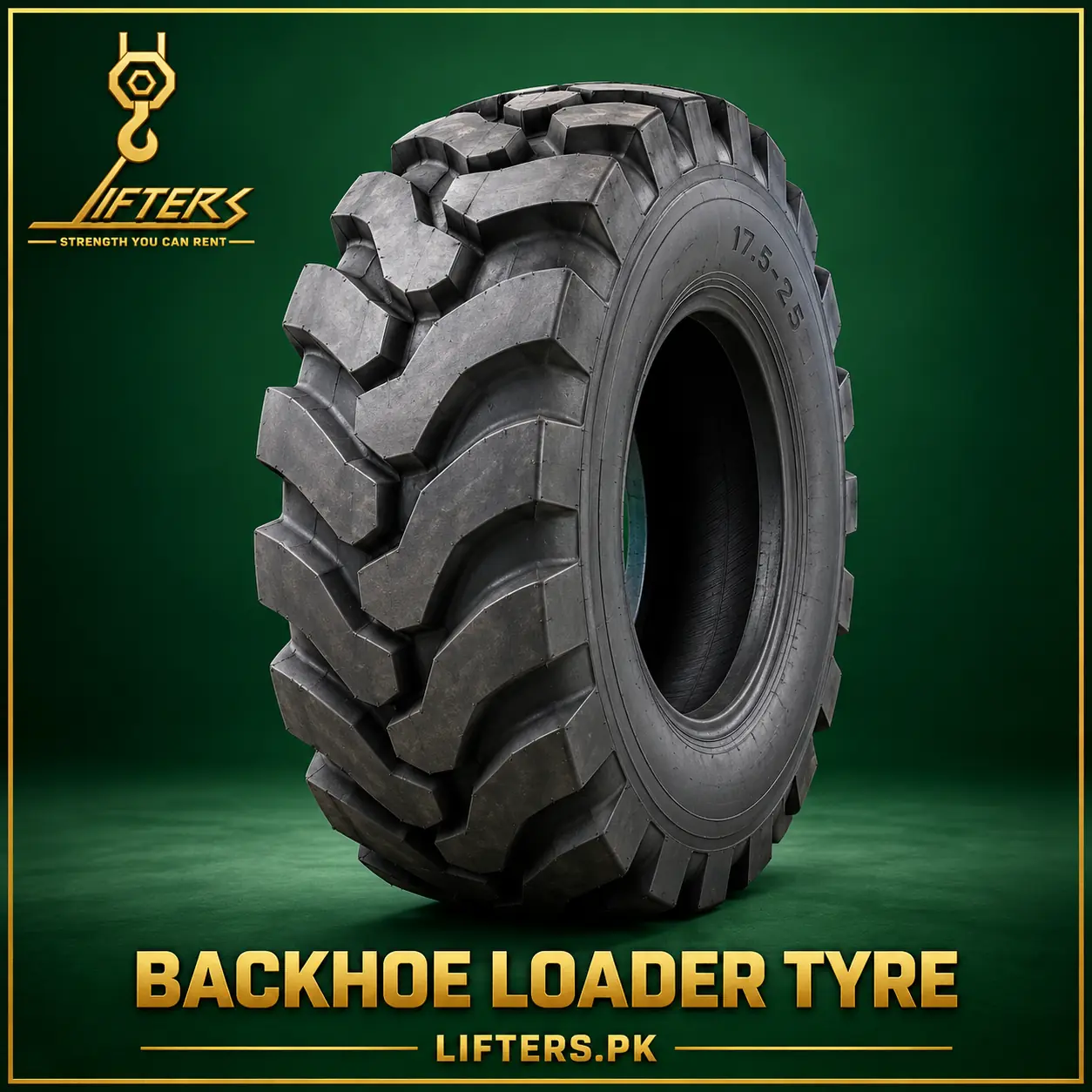 Lifters.pk backhoe loader tyre product mockup