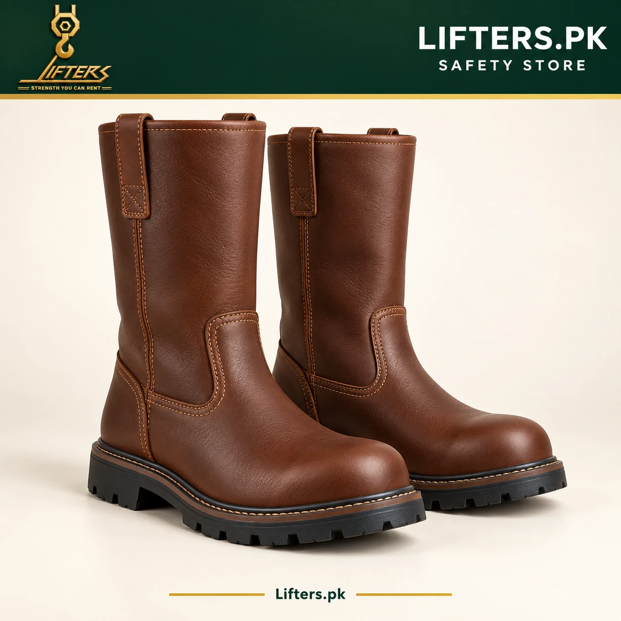 Long pull-on work boots